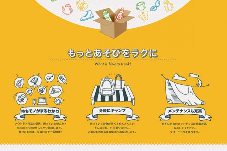 アウトドア用品特化の保管・配送サービス「hinata trunk!」